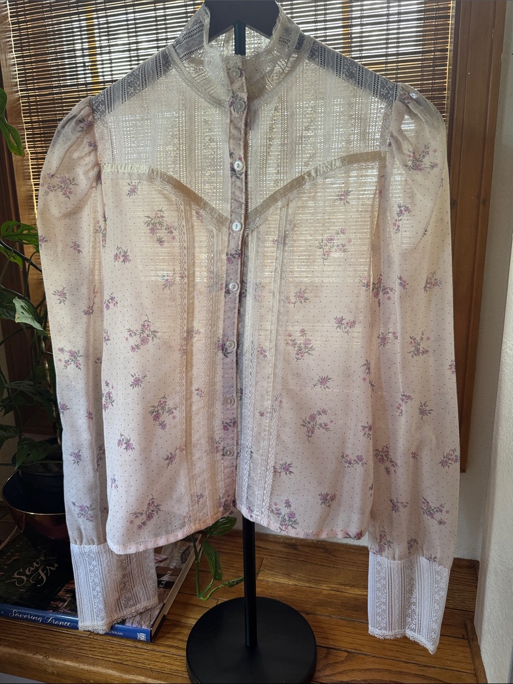 RARE 1981 Gunne Sax Sheer skirt top set cottagecore floral Two-Piece bridal prom - Picture 3 of 16
